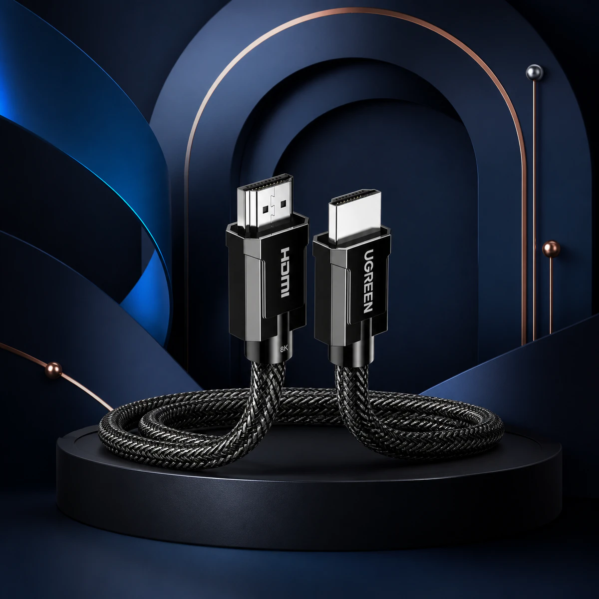 Mise en scène éditoriale — Câble HDMI 2.1 tressé UGREEN 2m