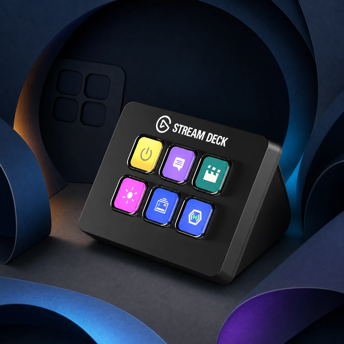 Mise en scène éditoriale — Elgato Stream Deck Mini (6 touches)
