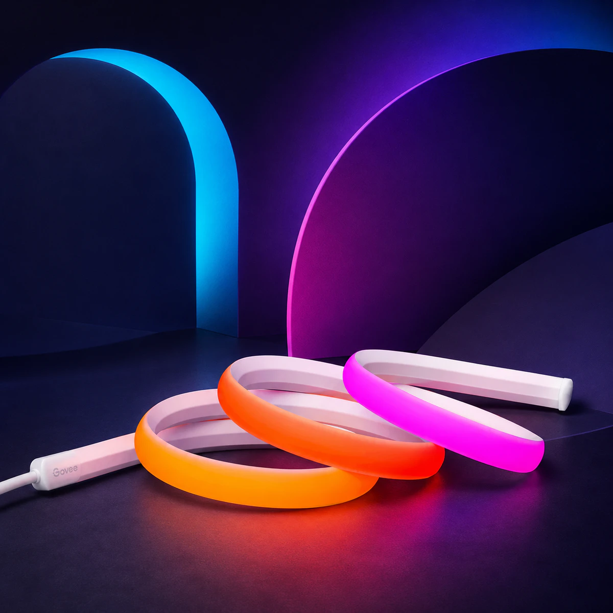 Mise en scène éditoriale — Govee Neon Rope Lights for Wall Lining