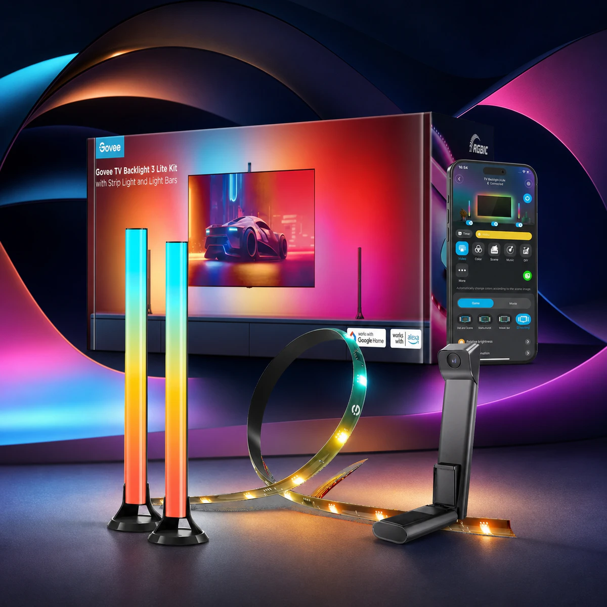 Mise en scène éditoriale — Govee TV Backlight 3 Lite