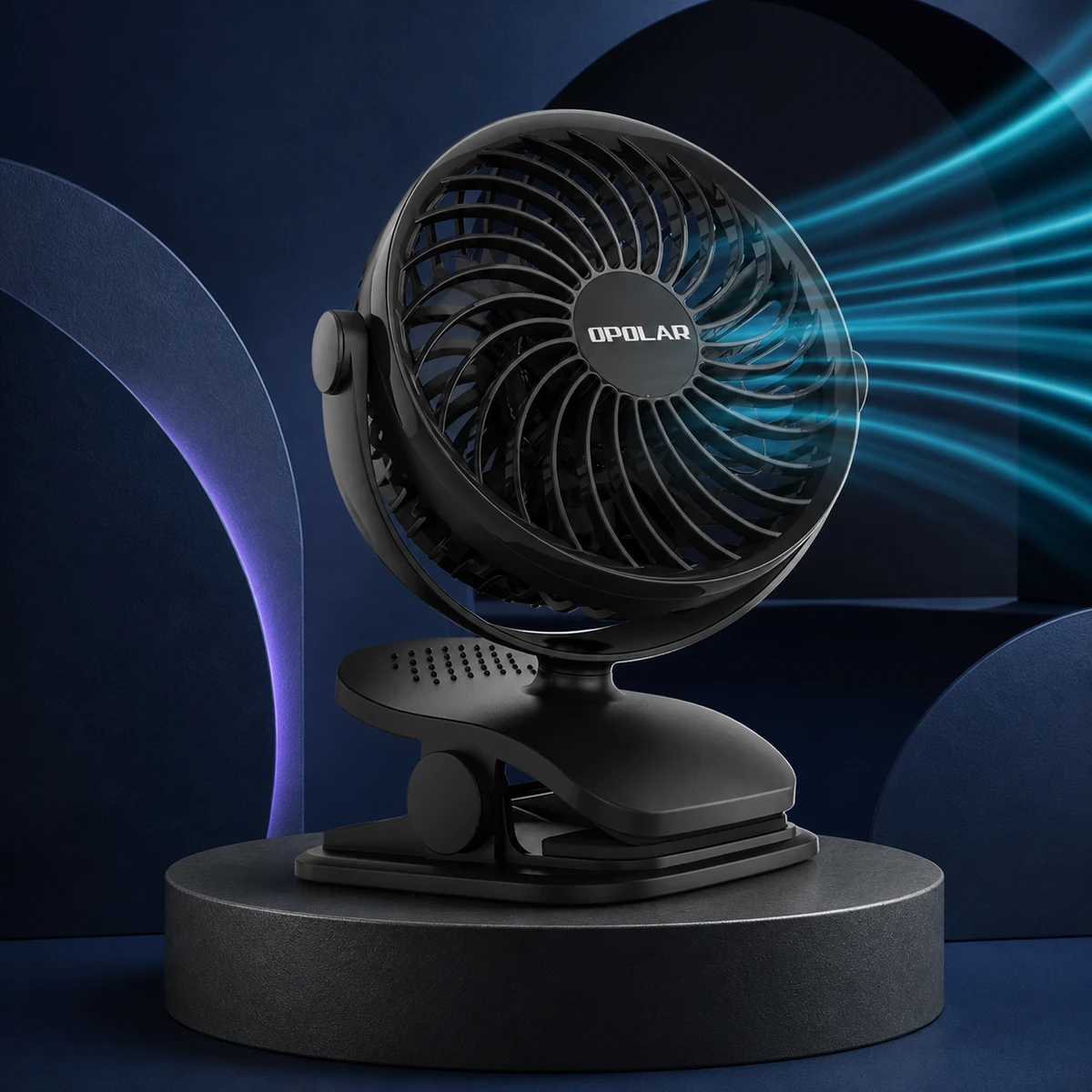 Mise en scène éditoriale — OPOLAR Rechargeable Clip Fan